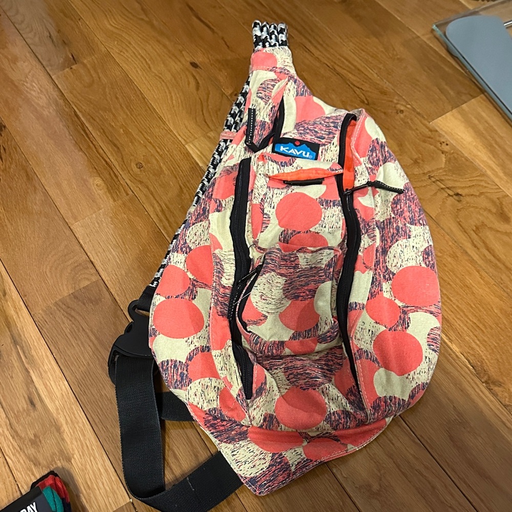 Kavu Sling Bag with pink and Cream Poka dot Design